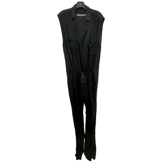 ENZA COSTA Black Sleeveless Challis Utility Drawstring Waist Jumpsuit - Size M - Picture 15 of 15